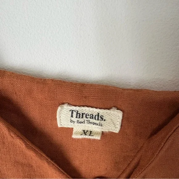NWOT THREADS by Bed Threads 100% French Flax Linen MIDI dress XL - Picture 7 of 11